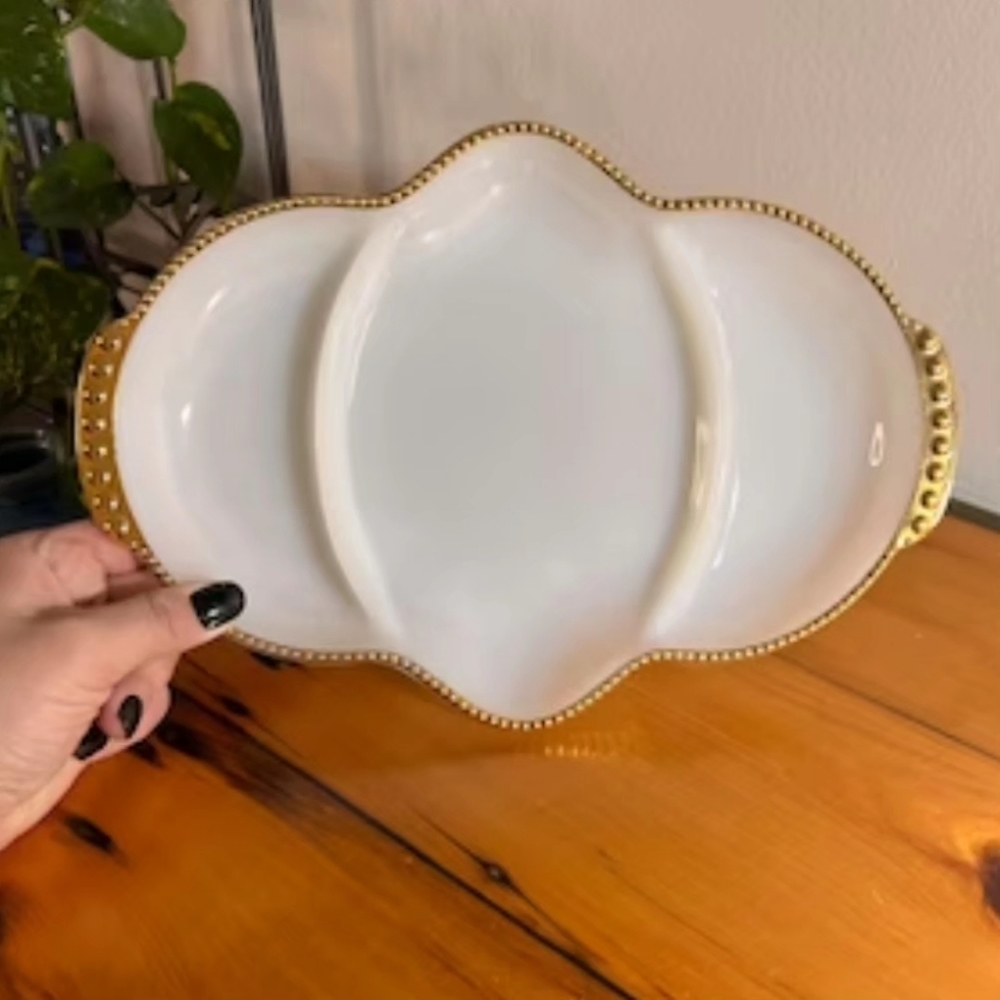 1950s Fire King 3 space appetizer platter